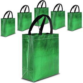 Green Shiny Gift Bags, Reusable Gift Bags With Handles - Gift Bags Bulk, Goodie Bags, Christmas Gift Bags, Party Favor Bags, Goody Bags, Chinese New Gift Bags, Birthday Bags -10" x 8" x 4" in Saudi Arabia