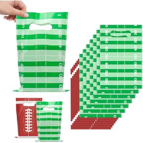 50 PCS Superbowl Party Decorations Football Gift Bags Plastic Football Goodie Goody Treat Snack Candy Bags Football Favor Bags Football Party Bags for Sport Theme Birthday Party Supplies