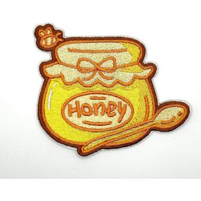 3.5"" Honey Jar Iron On Patch - Embroidered Honey Pot Applique Appliques Iron On Sew On Patches for Holes, Clothing, Jeans, Hat, Backpacks, Clothes - Honey Jar Patch, 9083459034