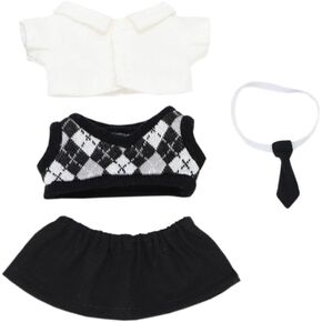 niannyyhouse 10cm Plush Doll Clothes Shirt Pants Tie Vest Campus Suit Dolls Accessories (Black)