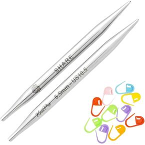 KnitPro Mindful Interchangeable Circular Knitting Needles 4 inch, Size 3 (10cm, 3.25mm) with 10 Colorful Stitch Markers