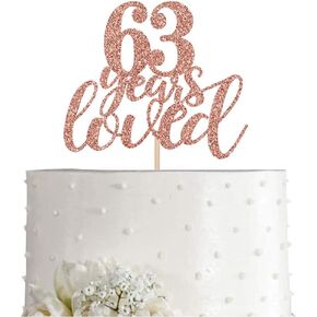 63 Rose Gold Glitter 63 Years أحبب الكعكة Topper ، Happy 63 Birthdy Party Toppers Decorations ، اللوازم