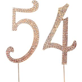 Magjuche Gold 54 "Crystal Cake Topper ، Number 54 Rhinestons 54 عيد ميلاد الكعكة العلوية ، عيد ميلاد الرجال أو النساء