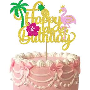 Glitter Flamingo Pink Cake Topper Flamingo Cake Decorations Pink Thief Party for Kids Boy Girl Flamingo Animal Happy Birthday Party Cake Decoration Pink Lady Party ،