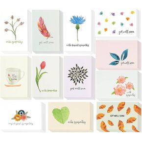 BEST PAPER GREETINGS 48-Pack of Bulk Sympathy & Get Well Cards Assortment Box with Envelopes w/12 Floral Designs, Blank on the Inside for Family, Friends, Coworkers (4x6 Inches) - Get Well Soon Cards