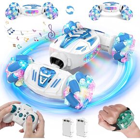 الإيماءات استشعار RC Stunt Car - 2.4 جيجا هرتز 4WD سيارة التحكم عن بُعد ، 360 درجة مئوية تسيطر على سيارة RC مع موسيقى الأضواء ، سيارات RC للأطفال الأولاد هدية العمر 6 7 8 9 10 11 12 سنة