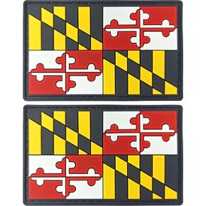 JBCD Maryland Flag Patch Tactical PVC Rubber Hook and Loop Loop Patch ، 2 Pack