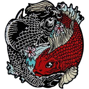 ZEGINs Taiji Yingyang Fish Patch Embroidered Applique Badge Iron On Sew On Emblem