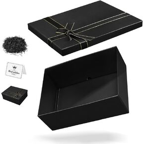 Xylitic Large Gift Boxes with Lids, 13×10×5 Inches Black Gift Box, Gift Box with Ribbon Bow, Card and Shredded Paper Filler, Luxury Gift Boxes for Presents, Birthday, Weddings, Christmas(1Pack)