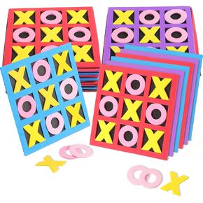 Tic Tac Toe - (Pack of 36) Foam Tic-Tac-Toe Mini Board Game for Kids - for Birthday Party Favors, Goody Bag Fillers, End of Year Gifts for Students (Blue, Purple, Red)