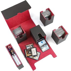 MTG Deck Box Storage, 5-In-1 Trading Card Storage Box with Dividers Holds, 640+ Single Sleeved Cards Detachable MTG Deck Card Box with Display Window for TCG/CCG/Commander