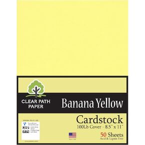 Banana Yellow Cardstock - 8.5 x 11 inch - 65Lb Cover - 50 Sheets