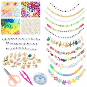 Bear&Joy 10000 Clay Beads Bracelet Making Kit with 10 Style Charm Beads Like Pearls for Jewelry Making, 27 Colors Basic Beads and 12 Sets Letters Beads for Friendship Bracelets, DIY Gift for Girls