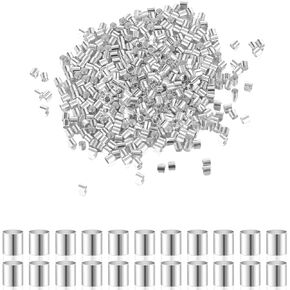 1000Pcs Crimp Tubes Crimping Beads Crimp Tube Beads, Bead Stopper Tube Column Stoppers Crimp Beads Cord End Tube Crimping Tube Accessories for DIY Jewelry Making Ornament(Silver)