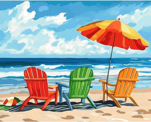 Natuyalo Paint by Numbers Kit for Adults - Beach Seascape Adult DIY Acrylic Painting on Canvas Suitable for Beginners Art Crafts Without Framed (16x20 Inch) in Kuwait