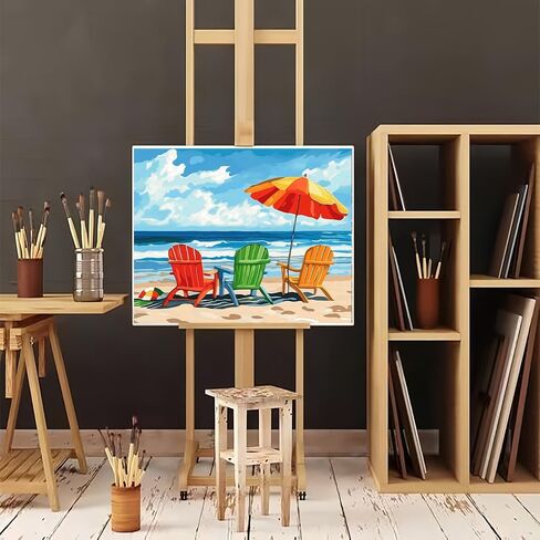Natuyalo Paint by Numbers Kit for Adults - Beach Seascape Adult DIY Acrylic Painting on Canvas Suitable for Beginners Art Crafts Without Framed (16x20 Inch) in Kuwait