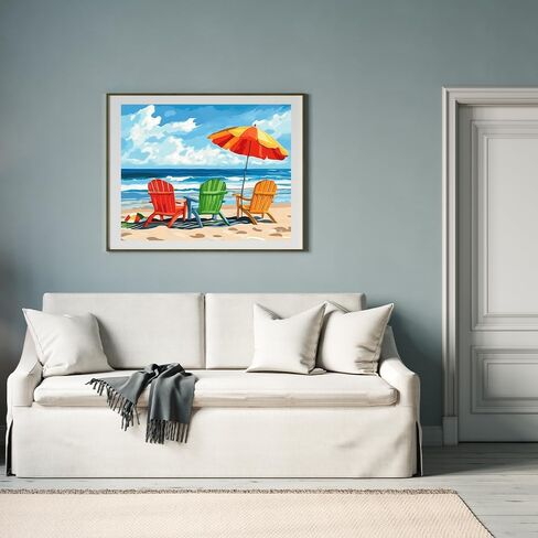 Natuyalo Paint by Numbers Kit for Adults - Beach Seascape Adult DIY Acrylic Painting on Canvas Suitable for Beginners Art Crafts Without Framed (16x20 Inch) in Kuwait