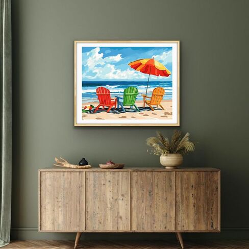 Natuyalo Paint by Numbers Kit for Adults - Beach Seascape Adult DIY Acrylic Painting on Canvas Suitable for Beginners Art Crafts Without Framed (16x20 Inch) in Kuwait