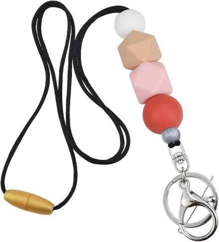 Aslana Badge Lanyards for Women Fashion Silicone Beaded Lanyard Safety Breakaway Lanyard Necklace for Keys ID Badge Holder in Kuwait