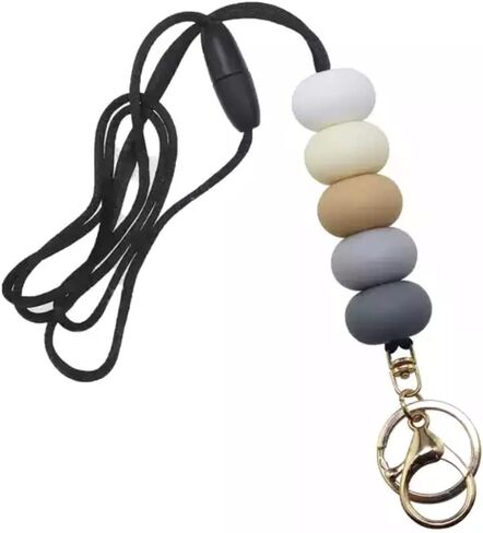 Aslana Badge Lanyards for Women Fashion Silicone Beaded Lanyard Safety Breakaway Lanyard Necklace for Keys ID Badge Holder in Kuwait
