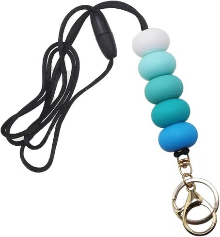 Aslana Badge Lanyards for Women Fashion Silicone Beaded Lanyard Safety Breakaway Lanyard Necklace for Keys ID Badge Holder in Kuwait