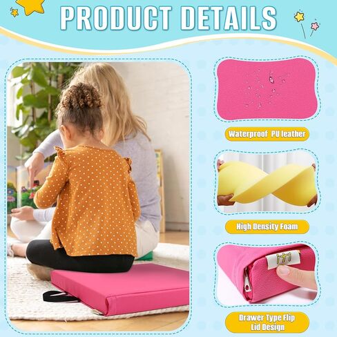 8 PCS 16 Inch Round Floor Cushions with Handle, Flexible Seating for Classroom | Waterproof Synthetic Leather Round Cushions | 16''x16''x2'' Floor Pillow for Home, Yoga and Meditation in Kuwait