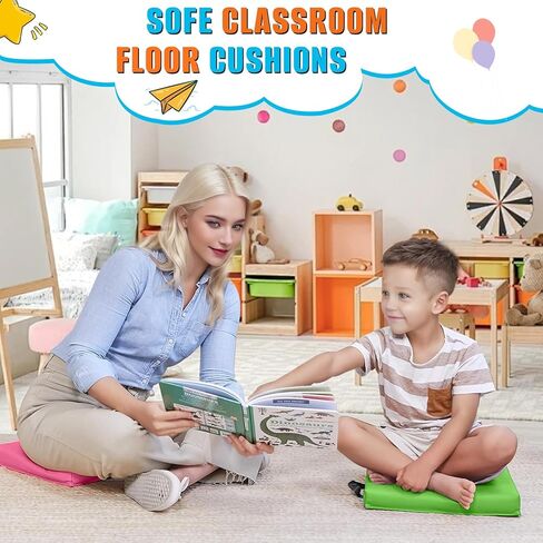 8 PCS 16 Inch Round Floor Cushions with Handle, Flexible Seating for Classroom | Waterproof Synthetic Leather Round Cushions | 16''x16''x2'' Floor Pillow for Home, Yoga and Meditation in Kuwait