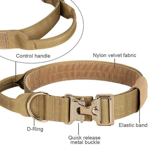 EXCELLENT ELITE SPANKER Tactical Dog Collar Military Adjustable Dog Collar Heavy Duty Dog Collar with Metal Buckle and Control Handle(Black) in Kuwait