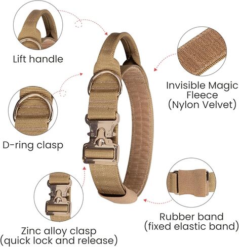 EXCELLENT ELITE SPANKER Tactical Dog Collar Military Adjustable Dog Collar Heavy Duty Dog Collar with Metal Buckle and Control Handle(Black) in Kuwait