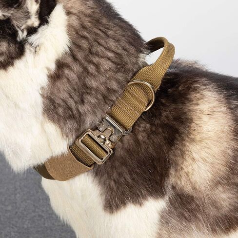 EXCELLENT ELITE SPANKER Tactical Dog Collar Military Adjustable Dog Collar Heavy Duty Dog Collar with Metal Buckle and Control Handle(Black) in Kuwait