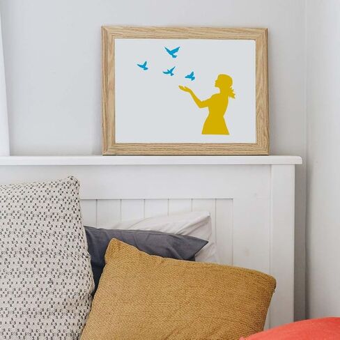 FINGERINSPIRE Woman Releasing Birds Stencil for Painting 8.3x11.7inch with Paint Brush Hollowed Woman Silhouette Template Flying Birds Painting Stencil Character Theme Template for Home Decoration in Saudi Arabia