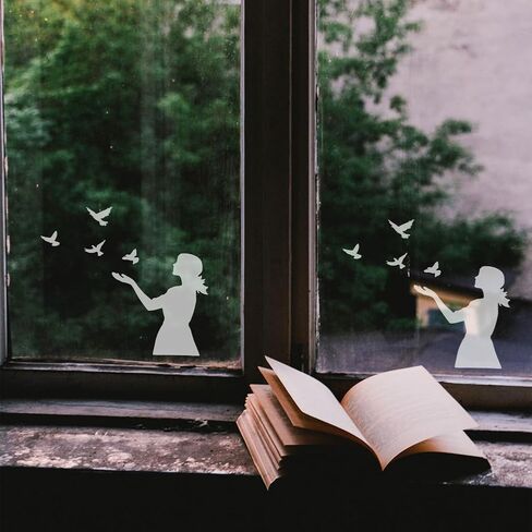 FINGERINSPIRE Woman Releasing Birds Stencil for Painting 8.3x11.7inch with Paint Brush Hollowed Woman Silhouette Template Flying Birds Painting Stencil Character Theme Template for Home Decoration in Saudi Arabia