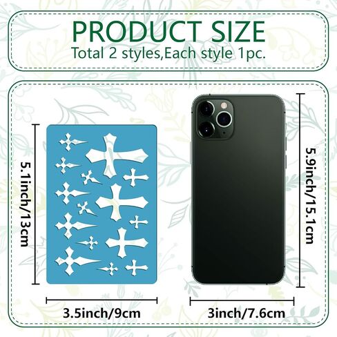 GORGECRAFT 2 Styles Cross Earring Template Reusable Diamond Jewelry Shape Templates Geometric Stencils Leather Earring Acrylic Cutting Stencil for Painting Bracelets Earrings DIY Crafts Making in Kuwait