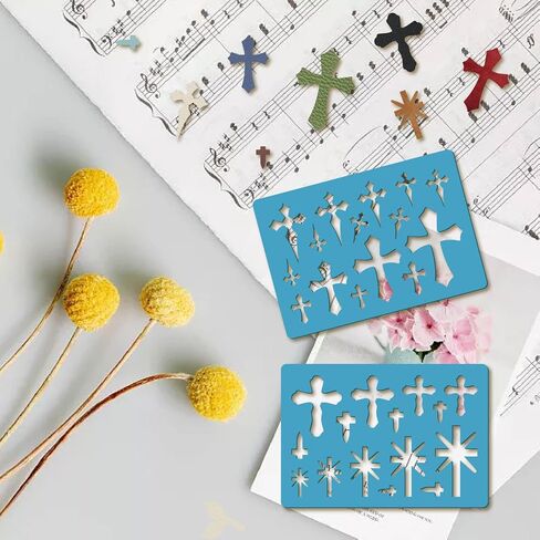 GORGECRAFT 2 Styles Cross Earring Template Reusable Diamond Jewelry Shape Templates Geometric Stencils Leather Earring Acrylic Cutting Stencil for Painting Bracelets Earrings DIY Crafts Making in Kuwait