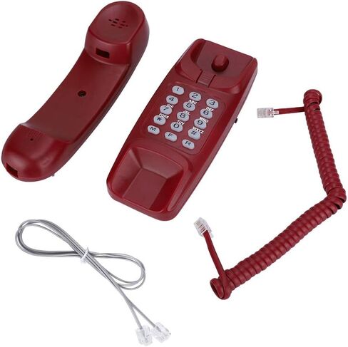 هاتف Bewinner Corded ، الهاتف الأرضي بدون عرض معرف المتصل ، هاتف سطح المكتب للمنزل ، متوافق مع وظيفة الفلاش/كتم/إعادة (أحمر) in Kuwait