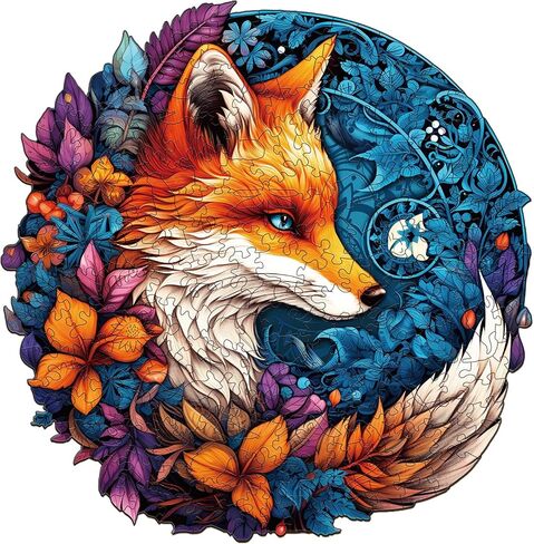 Wooden Puzzles for Adults, Wood Jigsaw Fox Puzzles for Adult, 200 Pcs Wood Animal Puzzle Gifts for Adult Kid Birthday Holiday Family Game(11.5 * 11.3in) in Saudi Arabia