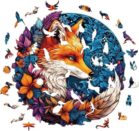 Wooden Puzzles for Adults, Wood Jigsaw Fox Puzzles for Adult, 200 Pcs Wood Animal Puzzle Gifts for Adult Kid Birthday Holiday Family Game(11.5 * 11.3in) in Saudi Arabia