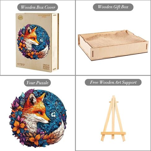 Wooden Puzzles for Adults, Wood Jigsaw Fox Puzzles for Adult, 200 Pcs Wood Animal Puzzle Gifts for Adult Kid Birthday Holiday Family Game(11.5 * 11.3in) in Saudi Arabia