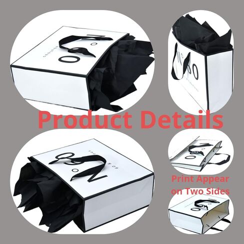 60th Birthday Gift Bag for Men Women, White and Black Gift Bag with Black Tissue Paper, Novelty 60 Year Old Party Favors Bag Shopping Tote Idea Sixty in Saudi Arabia
