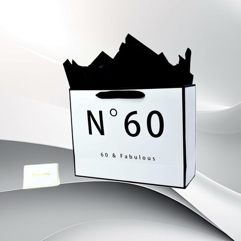 60th Birthday Gift Bag for Men Women, White and Black Gift Bag with Black Tissue Paper, Novelty 60 Year Old Party Favors Bag Shopping Tote Idea Sixty in Saudi Arabia