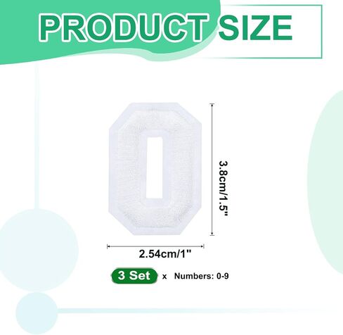 MECCANIXITY 30 Pcs Iron on Number Patches, Number Patches Iron on 1.5 Inch Green Small Numbers for Clothing Embroidered Patches for Clothes Hats Socks DIY in Saudi Arabia