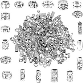 200 Pcs Silver Spacer Beads for Jewelry Making, Tibetan Spacer Beads Mixed Bulk Random Styles Metal Beads Metal Spacer Beads for Bracelet Necklace Craft Beads for Jewelry Findings Accessories