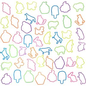 Expressions 48pc Shaped Gummie Bracelets - Bulk Pack Bright Colored Shaped Rubberband Bracelets | Bracelet Rubber Bands Kit, Rubber Bracelets For Kids & Kids Party Favors, Colored Rubber Bands