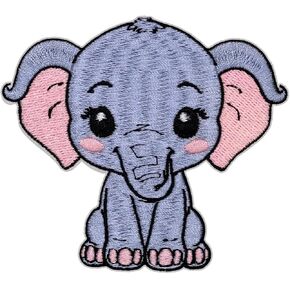 Cute Baby Elephant Patch – 3.15 inches, Colorful Joyful Elephant Iron On Patch – Embroidered Calf Iron On/Sew On Patches Appliques for Children