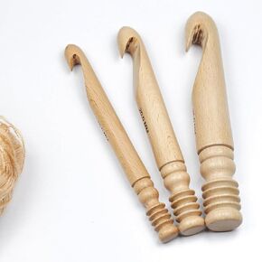 Premium Wooden Ergonomic Crochet Hooks (Set of 3) Wood Needles for Knitting & Crocheting Size 15mm, 20mm, 25mm Smooth and Comfortable Grip Handle | Yarn Accessories (Rosewood) in Saudi Arabia