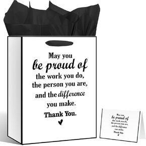 We Appreciate You Gift Bag with Tissue Paper Greeting Card Thank You Gift Wrapping Bag with Handle for Pastor Employee Staff Inspirational Gifts Teacher Doctor Retirement Appreciation Christmas Party Decor﻿