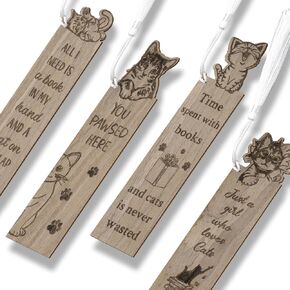 TICIAGA Wooden Dog Animal Bookmark - 4PCS Walnut Puppy Pet Bookmark Bulk with Tassel for Book Lover, Cute Dog Wooden Carving Book Mark for Reading Girls Women, Teacher Appreciation Gifts for Pet Lover