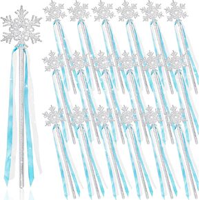 Silver Snowflake Magic Wand - 36 Pcs Frozen Snowflake Princess Wand Winter Theme