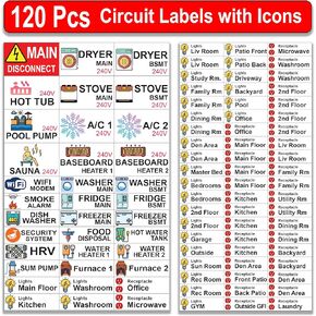 120 PCS DIRCUED LABELS علامة ملصقات مع الرموز (القياسية/العادية 120 PCS)