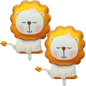 3D Animal Balloons Standing Cartoon Lion balloons,Woodland Safari Animal Birthday Party Supplies,Kids Animal Theme Balloons,Birthday Party Decorations Giftb 2Pcs